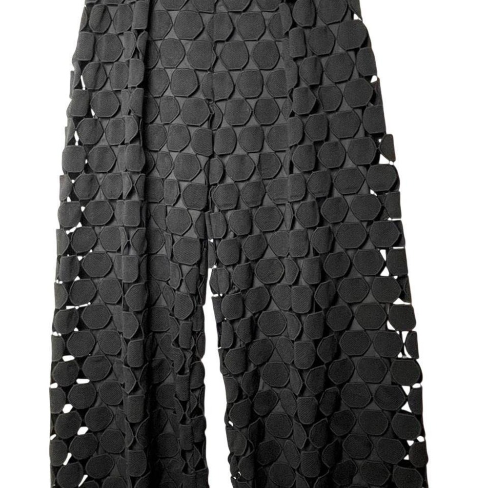 UOOZEE originals Black knitted high-waisted wide-leg trousers Large
